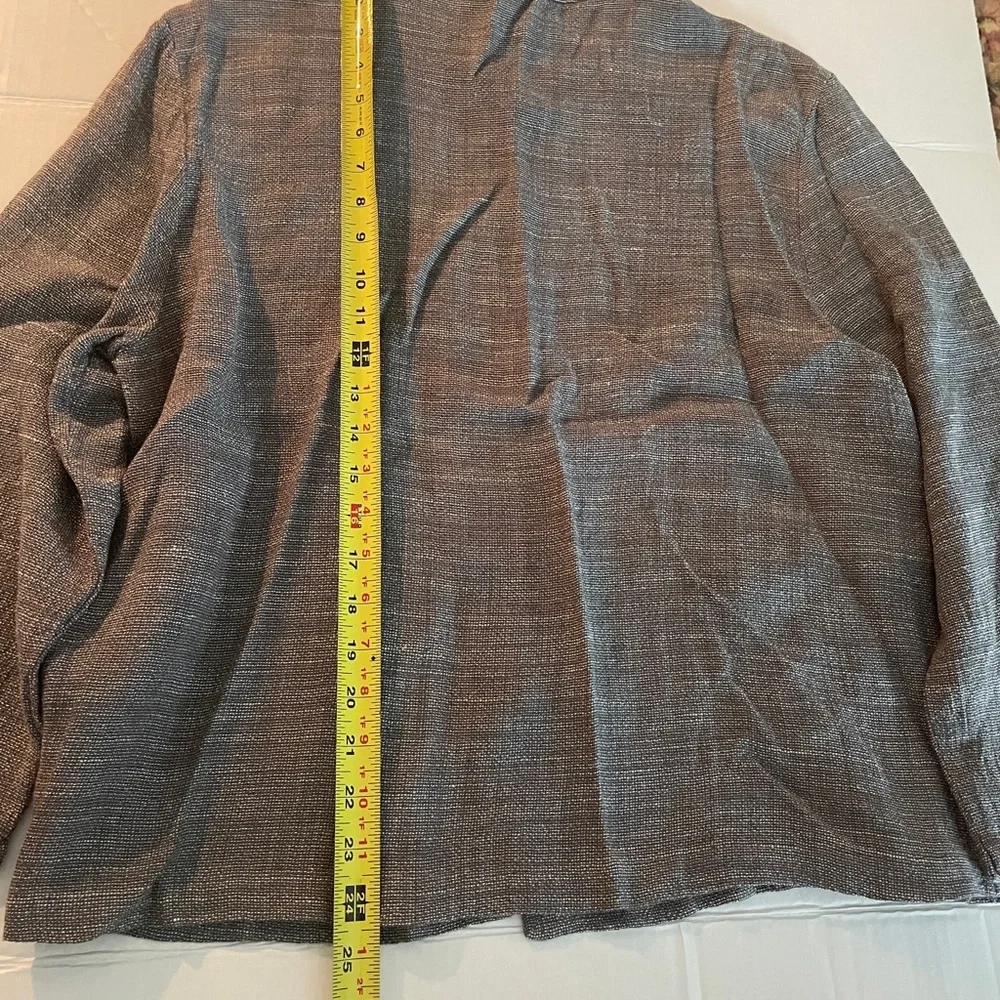Eileen Fisher Button Front Blouse Medium Linen Blend Business Casual Relaxed Fit - Picture 10 of 10